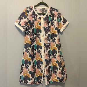 YOZLY  L House Dress Women Short Sleeve House Coats Dusters Robe  with Pockets